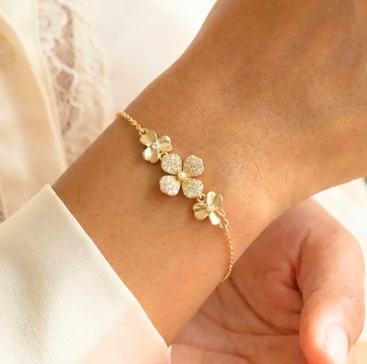 Pave flower bracelet