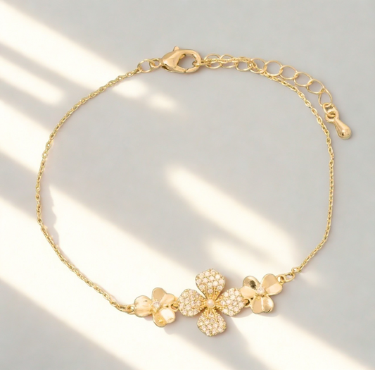 Pave flower bracelet