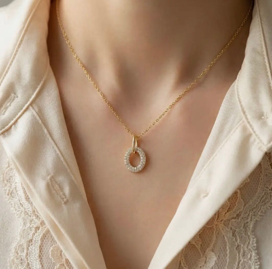 Pave oval pendant