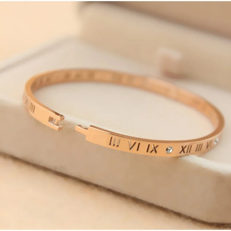 Roman Numerals Bracelet For Women Stainless Steel Jewelry Accessories Luxury Bracelet Women Fashion