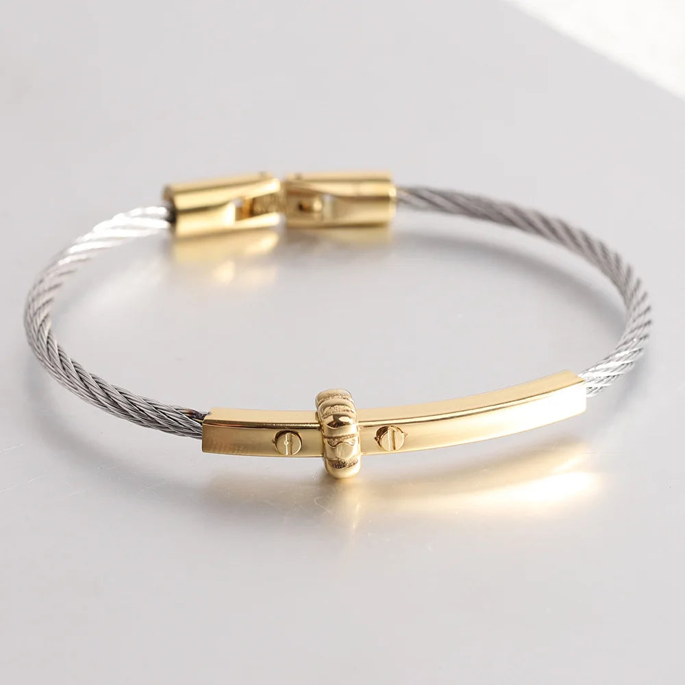 Stainless Steel Women Fashionable Wholesale Unisex Bracelet Bangle Cable Line Jewelry