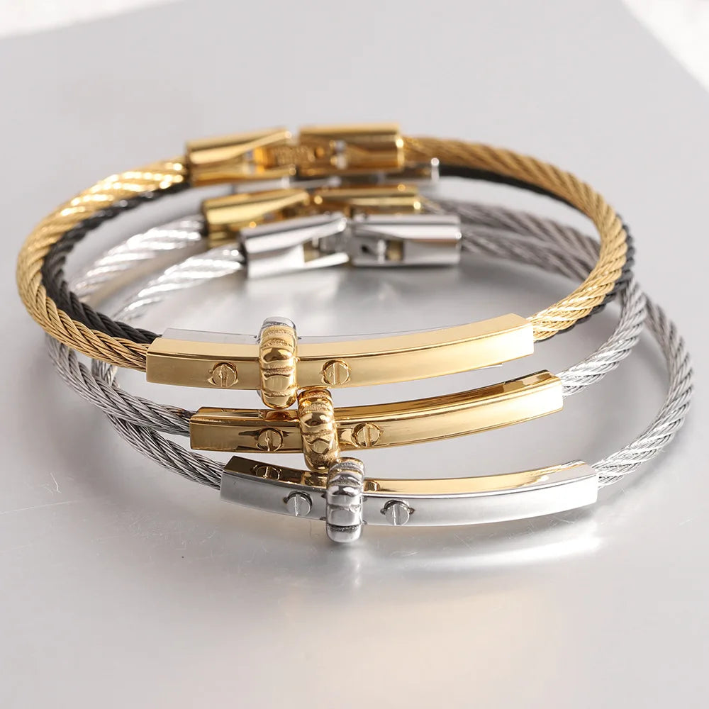 Stainless Steel Women Fashionable Wholesale Unisex Bracelet Bangle Cable Line Jewelry