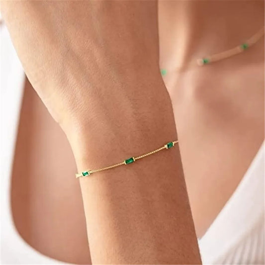 CANNER New Trend S925 Sterling Silver Colorful Zirconia Bracelet Chain for Women's Gift Fashion Jewelry Gold Bracelets Bangles